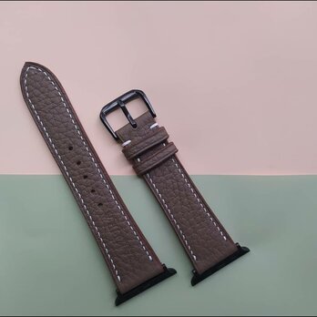 【永久保証】新作　高級革使用のApple Watchベルト　時計ベルト エトゥープ色　レザー　腕時計　革ベルト　皮　革の画像