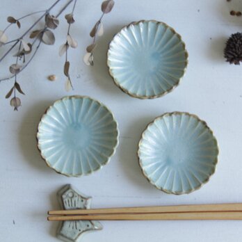 菊豆皿　パステルカラーの白緑（びゃくろく）系　陶器