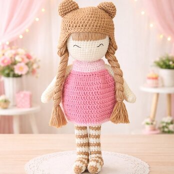 あみぐるみ 人形 ニットトイ ドール 編みぐるみ  出産祝い 女の子 お部屋飾り 衣装着せ替え