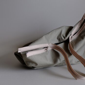 ジップ トートバッグ / コットンナイロン・リップストップ【 オリーブグレー・カーキ 】＜受注制作＞