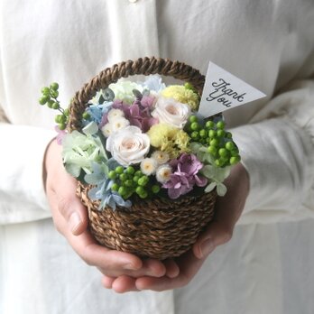 Flower basket (S) Antique white roseの画像