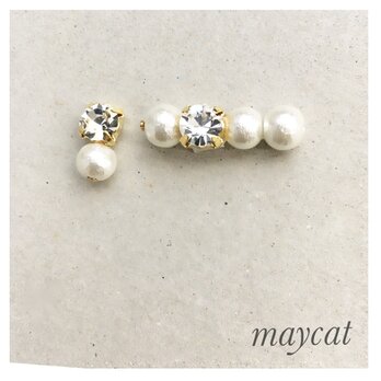 crystal and cotton pearl…イヤリング＊イヤーカフsetの画像