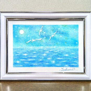 パステルアート　月明かりへのいざない　パステル画原画