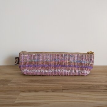 【一点物】手織りのマチ付きペンケース・紫ピンク【ギフトにもおすすめ】の画像