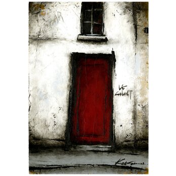 風景画　パリ　油絵　バー「赤い扉のBAR」の画像