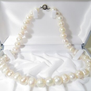 11.5、10.5-9.0mm本真珠（淡水）のネックレス（47.5cm、ナチュラルカラー、ホワイト）の画像