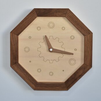 壁掛け八角時計　ウォールナット　視力検査時計　ランドルト環の画像