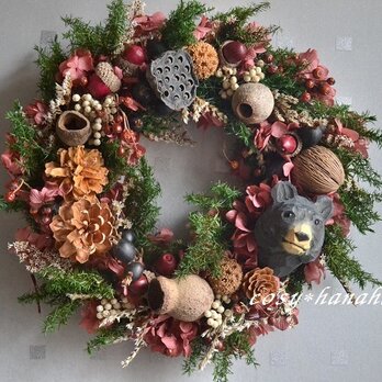 森の黒クマ秋wreath