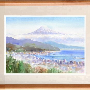 注文制作します　水彩画原画　富士山遠望（＃434）の画像