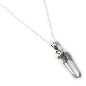 [Silver925] バリ島クリスタル（水晶）のポイントカットのヒーリングネックレス／ペンジュラム-made in BALIの画像