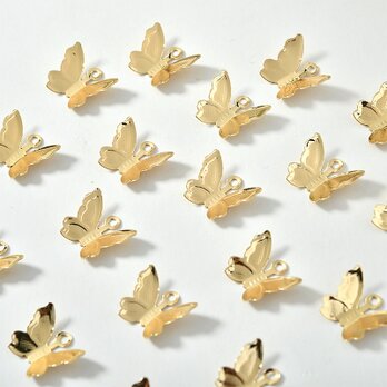 【4個入】小さな蝶々パーツ　バタフライ  透かし　ゴールド　B004Gの画像