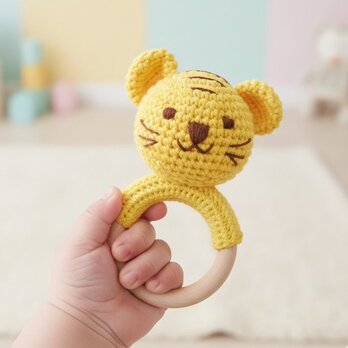 おもちゃ とらちゃん ガラガラ ラトル 0歳 男の子 女の子 編みぐるみ 出産祝い