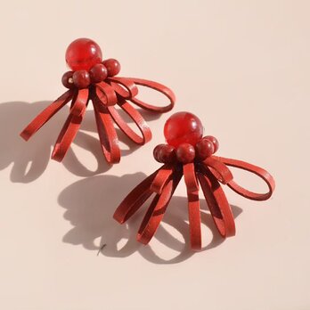 Sucre【レザーピアス/イヤリング】"red"の画像