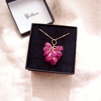 【K14gf】ピンクサファイアのペンダントネックレス50cm／pink sapphireの画像
