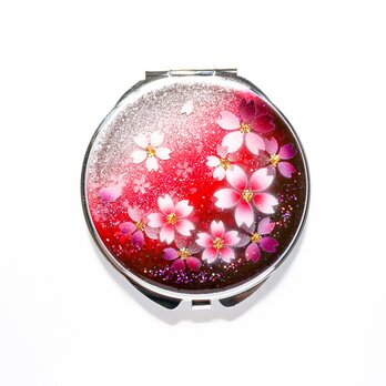 丸ミラー　紅桜　コンパクトミラー 銀箔　の画像