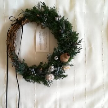 【受注製作】ヒムロスギの深い森wreath(リース　プリザーブドフラワー　ドライフラワー　アンティーク)の画像