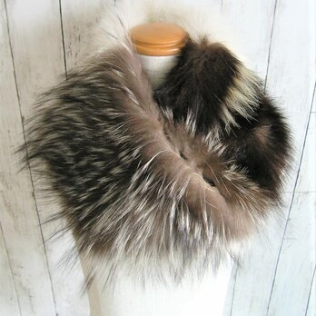 ¶ new antique fur ¶ ブルー/シルバーフォックス/スカンクミックスファーnejiriスヌードの画像