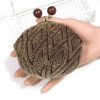 Wダイヤ柄ビーズ鉤針編みポーチの画像