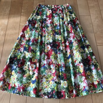 【SALE】マルチカラーの花スカート（エキストラファイン・グリーン）の画像