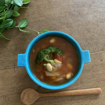 お鍋の形のスープ碗　ターコイズブルーの画像