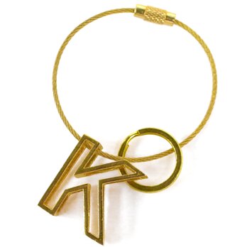 真鍮 無垢 アルファベット レター キーホルダー K キーチェーン キーリング 付き イニシャル ブラス チャーム 鍵の画像