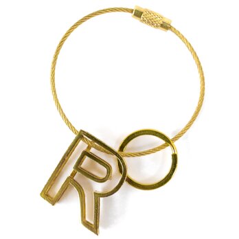 真鍮 無垢 アルファベット レター キーホルダー R キーチェーン キーリング 付き イニシャル ブラス チャーム 鍵の画像