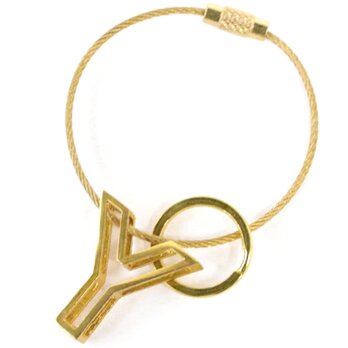 真鍮 無垢 アルファベット レター キーホルダー Y キーチェーン キーリング 付き イニシャル ブラス チャーム 鍵の画像