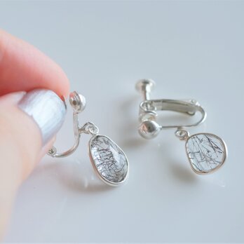 Tourmaline in quartz earring：トルマリンインクオーツ　イヤリン　silver925　シルバーの画像