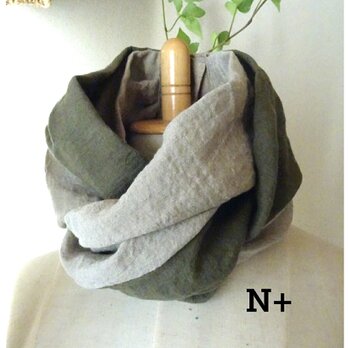 20-16　日本製ベルギーリネン　スカーフ風ネックウォーマーの画像