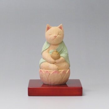 木彫り　薬師猫　猫仏2010の画像