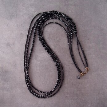 Black Onyx Long Necklace／ブラックオニキス ３連ロングネックレスの画像
