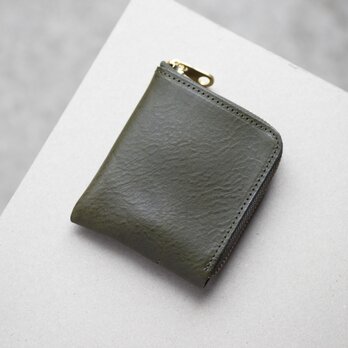 多機能スマートウォレット　L字ファスナー財布　ミニ財布　牛革　ミネルバボックス　グリーン　aw-27mb