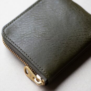 多機能スマートウォレット　L字ファスナー財布　ミニ財布　牛革　ミネルバボックス　グリーン　aw-27mb