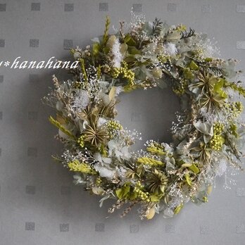 小花の華やぎグリーンwreathの画像