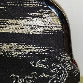 絹織物西陣織　3.3寸　鳥獣戯画銀糸　裏青の画像
