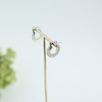 small hoop /beige×silver　P001-bの画像