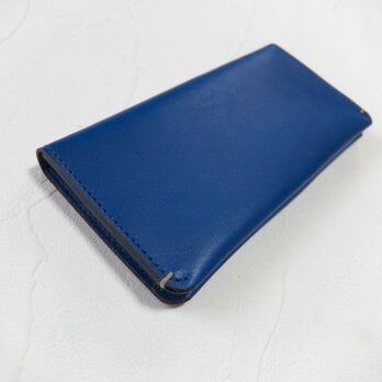 【受注生産】革の手触りを楽しむシンプルな長財布2つ折り　Blueの画像