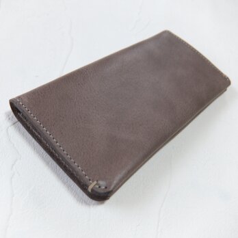 【受注生産】革の手触りを楽しむシンプルな長財布2つ折り　Grayの画像