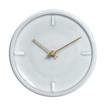 陶器の壁掛け時計　GLAZED CLOCK　ペールグレーの画像