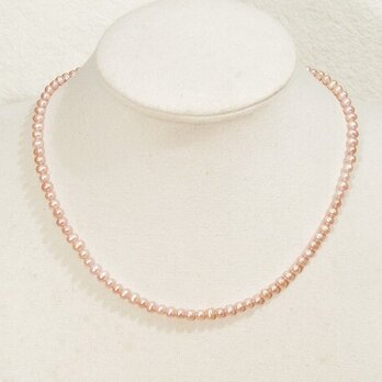4mm本真珠（淡水）のネックレス（41.5cm、マグネット、ラインストーン付き、強い照り）の画像