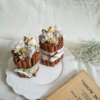 シナモンのflower cake (プリザーブドフラワー　ドライフラワー　アレンジ)の画像