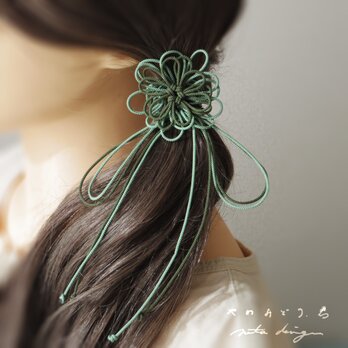 ヘアゴム「やわみどり、君」（深緑×淡緑）の画像