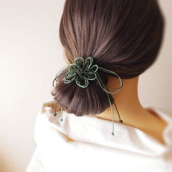 ヘアゴム「やわみどり、君」（深緑×淡緑）