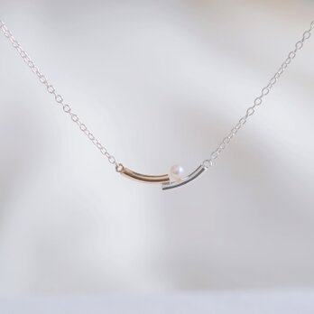 lítið perla necklace2：ベビーパールネックレス　K10YG×silver925　シルバー×ゴールドの画像