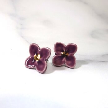 小さい花のpieace／earring (紫）の画像