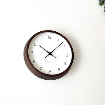 KATOMOKU muku clock 7 ブラウン km-60BR 掛け時計 木製 無垢材の画像