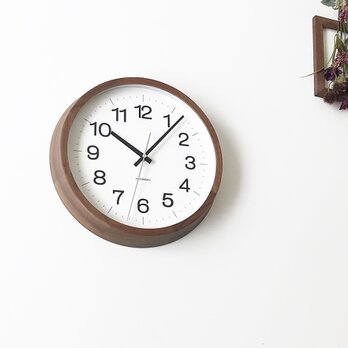 KATOMOKU muku clock 16 L-size ウォールナット km-113WA 掛け時計 木製 無垢材の画像