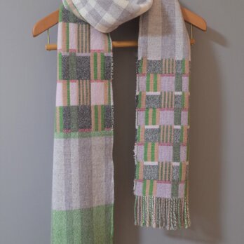 セール Doublelamb long scarf #1 - Green checkの画像