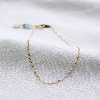 インディゴブルートルマリンのブレスレット Indigolite Beads Bracelet w/K10YGの画像