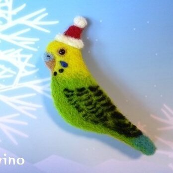 ■羊毛フェルト インコブローチ【クリスマス】■の画像